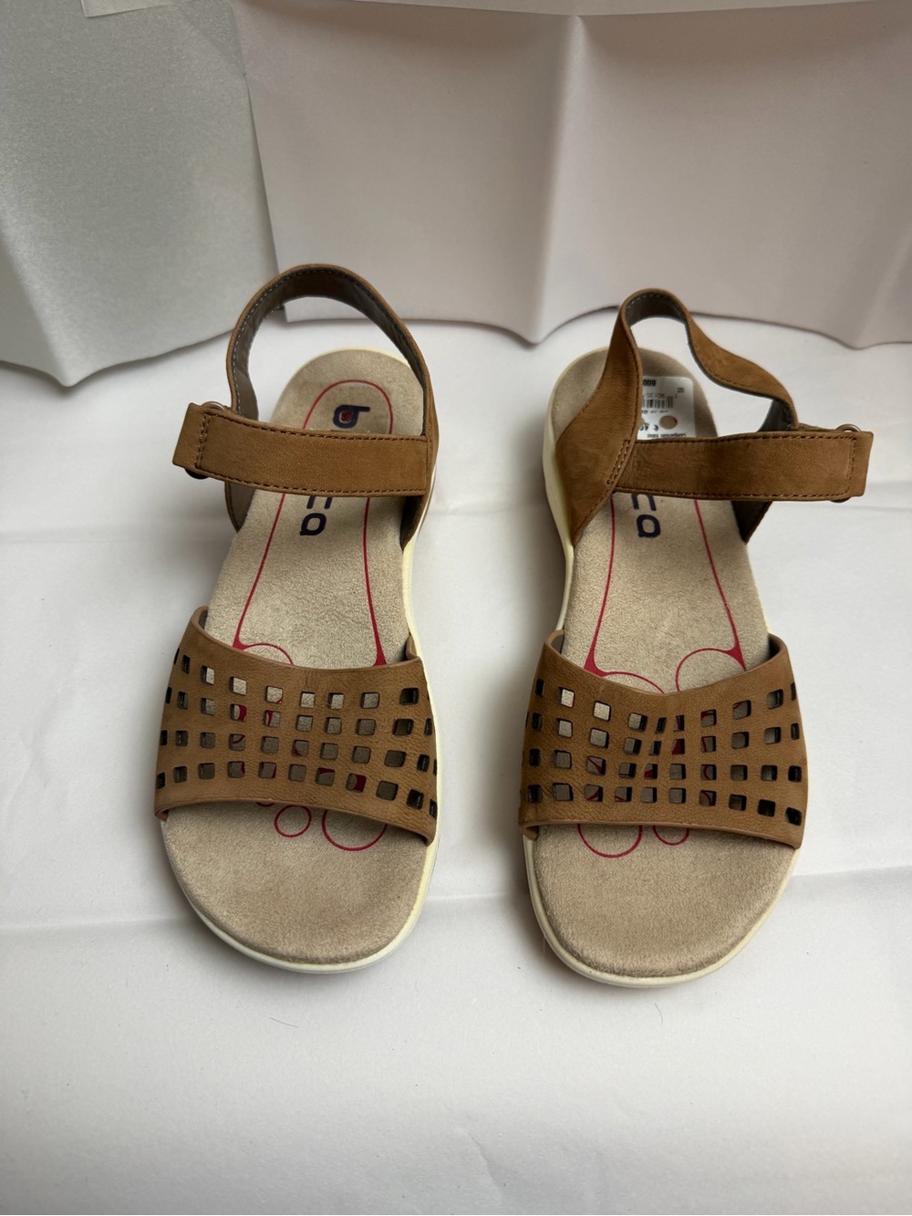 Bionica Women's Tan Perforated Strap Comfort Sandals